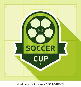 Football green badge, vector illustration on a green background