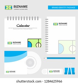 Football ground  Logo, Calendar Template, CD Cover, Diary and USB Brand Stationary Package Design Vector Template