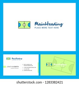 Football ground  Logo design with Tagline & Front and Back Busienss Card Template. Vector Creative Design