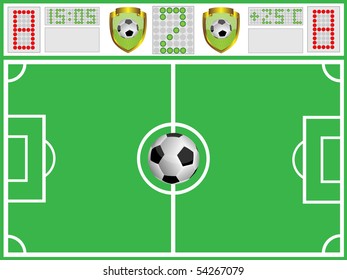 Football ground and sports electronic board with information indications