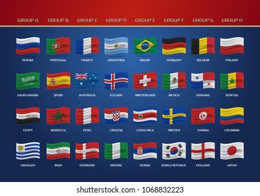 Football Groups. Vector Country Flags.
