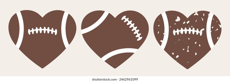 In: Football Heart Paket. Elemente für Designs, Karten, Einladungen, Stoffe, Drucke, Aufkleber. Vektorillustration.