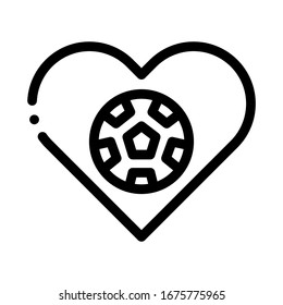 Football in Heart Icon Vector. Outline Football in Heart Sign. Isolated Contour Symbol Illustration