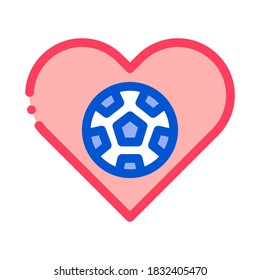 Football in Heart Icon Vector. Outline Football in Heart Sign. Isolated Contour Symbol Illustration