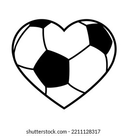 Football heart vector illustration. Love sport play. Soccer ball isolated object on white background