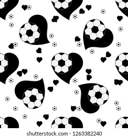 Football hearts seamless pattern on white background eps10