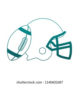 Football helmet and ball blue lines