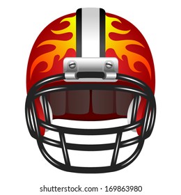 Football helmet with fire