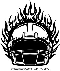 Football Helmet Fire Motion Effect With Hot Burning Flames