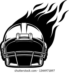 Football Helmet Fire Motion Effect With Hot Burning Flames