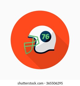 Football helmet flat  icon with long shadow,eps10