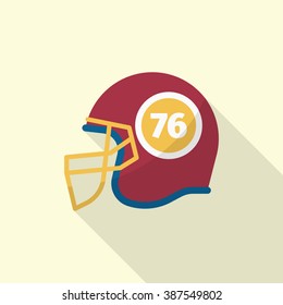 Football helmet flat  icon with long shadow,eps10