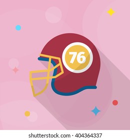 Football helmet flat  icon with long shadow,eps10