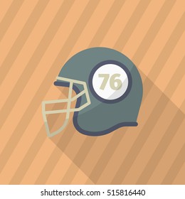 Football helmet flat  icon with long shadow,eps10