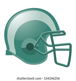football helmet in green color with white stripe 