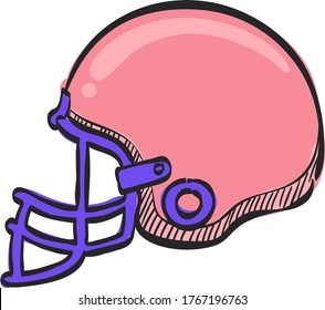 Football helmet icon in color drawing. Sport American center back protection