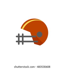 Football helmet icon in flat color style. Sport American center back protection