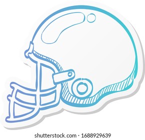 Football helmet icon in sticker color style. Sport American center back protection