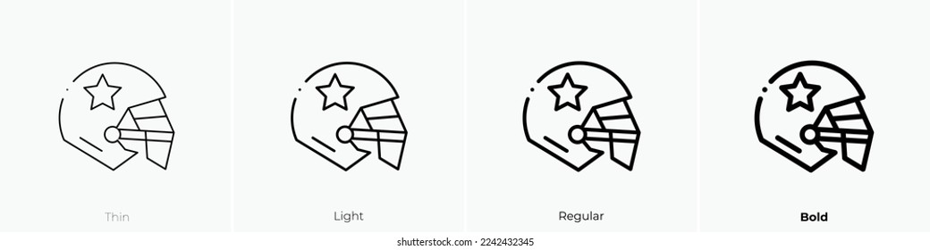 football helmet icon. Thin, Light Regular And Bold style design isolated on white background