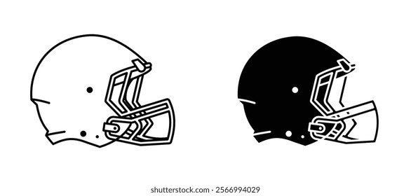 Football helmet icons in outline and fill. vector illustration for ui.