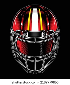 Football Helmet Illustration Front View Red