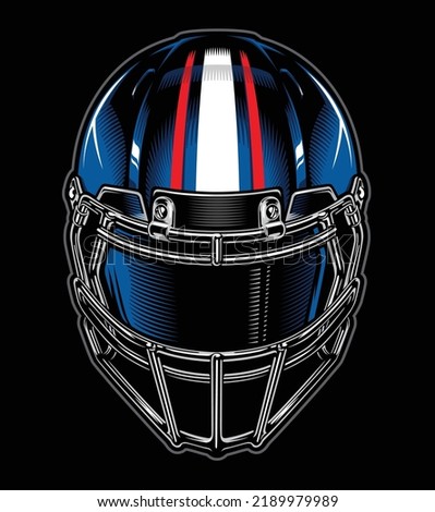 Football helmet illustration front view blue