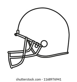 Football helmet line icon isolated on white background. Outline thin game uniform silhouette vector.