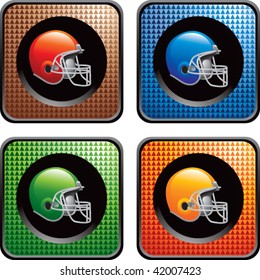 football helmet on multicolored web buttons