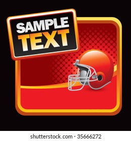 football helmet on orange halftone sign