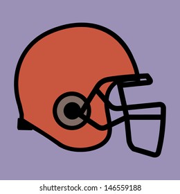 football helmet in red color with violet background