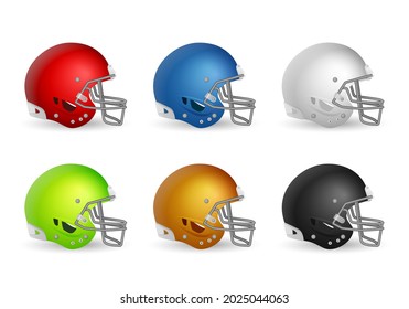 Football helmet set on a white background. Vector illustration.