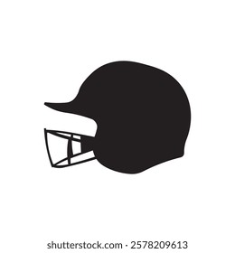 Football helmet silhouette flat icon vector design illustration, safety helmet for football protection. Isolated on white background. 