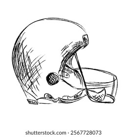 Football helmet, sketch, vector illustration