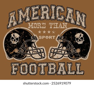 Football Helmet Stylized. Hand drawn Illustration with typo for t shirt and other uses. Vector illustration