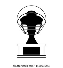 Football helmet trophy cup in black and white