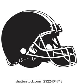 Football Helmet Vector v2, American Sport, Black Silhouette Cut File