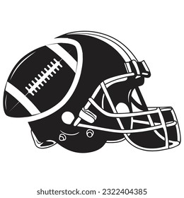 Football Helmet Vector v3, American Sport, Black Silhouette Cut File