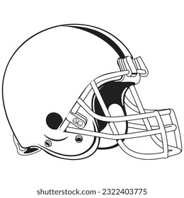 Football Helmet Vector v4, American Sport, Black Silhouette Cut File, outline