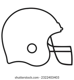 Football Helmet Vector v8, American Sport, Black Silhouette Cut File, outline