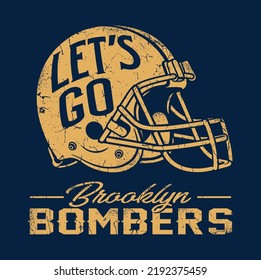 Football Helmet Vintage T-shirt Graphic With Distress Overlay