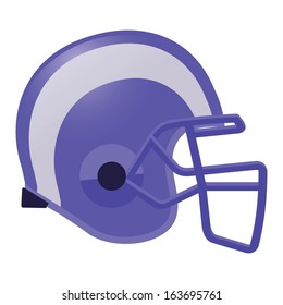 football helmet in violet color with white stripe 