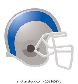 football helmet in white color with blue stripe 