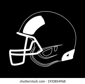 Football Helmet White On Black Background