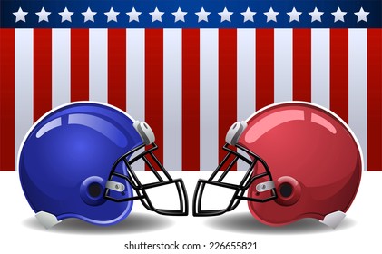 Football helmets with american flag