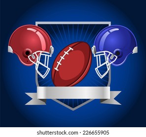 Football helmets blue background