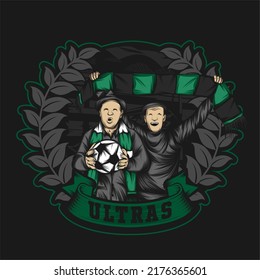 Football hooligan. Soccer supporter of ultras with hand draw , Hooligan vector illustration, Holigans mascot logo esport design