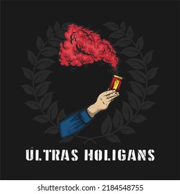 Football hooligan. Soccer supporter of ultras with hand draw , Hooligan vector illustration, Holigans mascot logo esport design