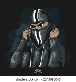 Football hooligan. Soccer supporter of ultras with hand draw , Hooligan vector illustration, Holigans mascot logo esport design
