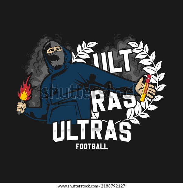 Football hooligan. Soccer supporter of ultras with\
hand draw , Hooligan vector illustration, Holigans mascot logo\
esport design