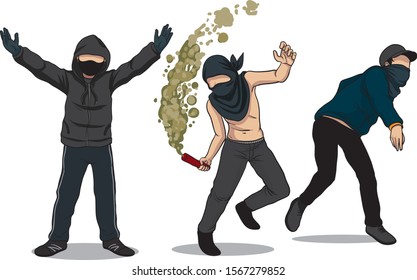 Football Hooliganism Riots Illustration - Vector